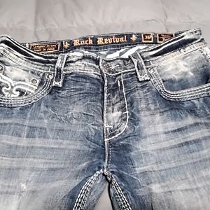 Mens Rock Revival Themis Boot cut jeans 36 x 32